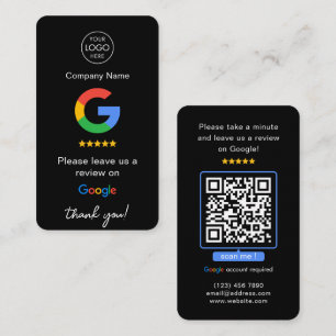 Cartão De Visita Black Google Reviews QR Code Business Review Us