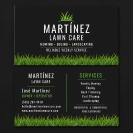 Cartão De Visita Black & Green Lawn Care Landscaping