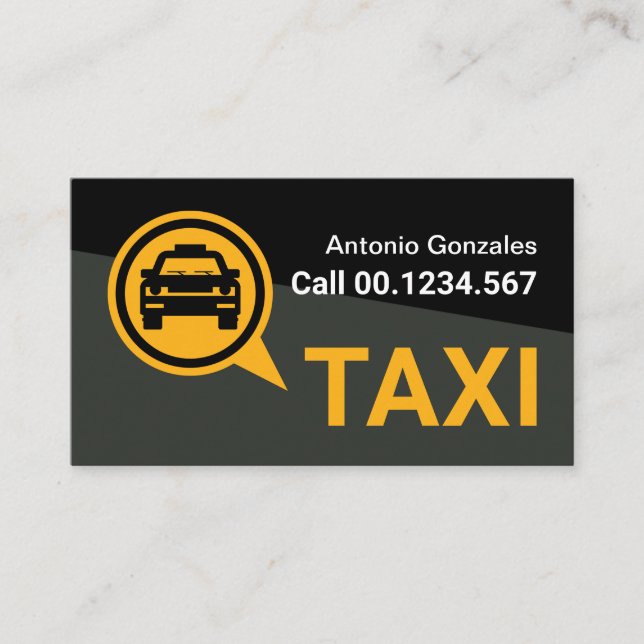 Cartão De Visita Black Grey Trapezium Yellow Taxi (Frente)