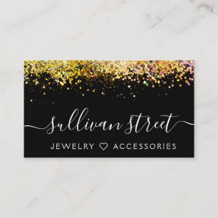Cartão De Visita Black Holographic Jewelry Boutique Busines