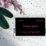 Cartão De Visita Black Hot Pink Basic Professional<br><div class="desc">Cartão de visita unilateral minimalista com fontes rosa-quente contra preto,  com o outro vazio lateral.</div>