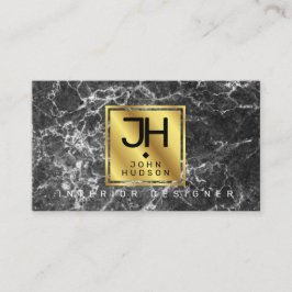 Cartão De Visita Black Marble e Dourado carro de negócios do Monogr