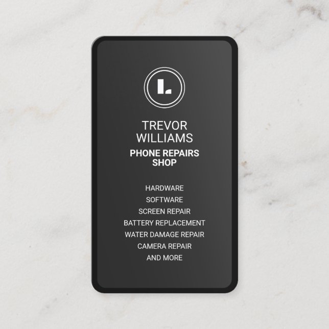 Cartão De Visita Black minimalist phone shape Business Card (Frente)