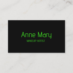 Cartão De Visita Black Neon Green Script Makeup Artist Salon