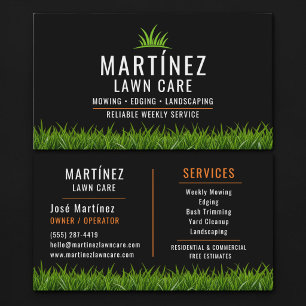 Cartão De Visita Black & Orange Lawn Care Landscaping 