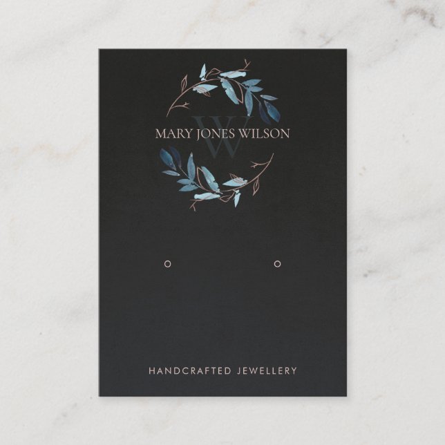 CARTÃO DE VISITA BLACK PINK FOLIAGE MONOGRAM EARRING LOGO DE EXIBIÇ (Frente)