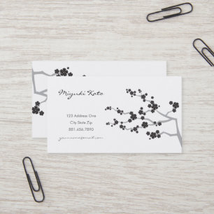 Cartão De Visita Black Sakura Cherry Blossoms Flores Orientais Zen