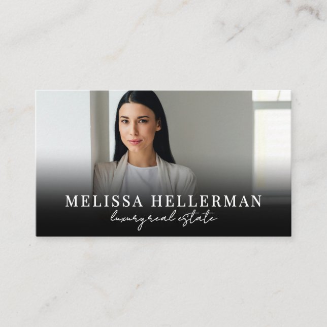 Cartão De Visita Black Script Luxury Real Estate (Frente)
