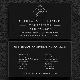 Cartão De Visita Black Silver Modern Building Construction