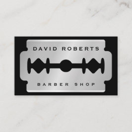 Cartão De Visita Black Silver Razor Blade Barber Business Card
