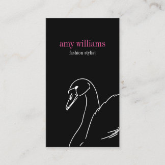 Cartão De Visita Black swan beauty style fashion elegant visit card