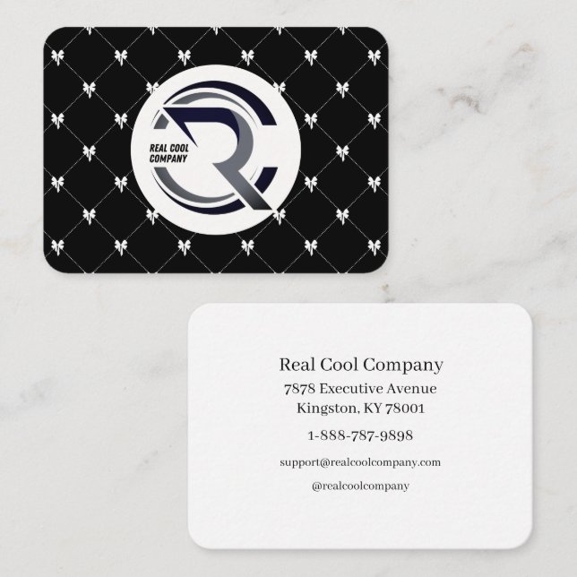Cartão De Visita Black & White Bow Monogram Business Card (Frente/Verso)
