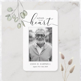 Cartão De Visita Black & White Funeral Photo Sympathy Modern