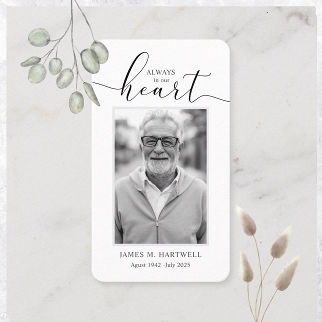 Cartão De Visita Black & White Funeral Photo Sympathy Modern (Criador carregado)