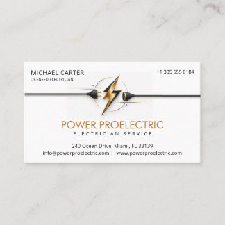 Cartão De Visita Black White Minimal Lightning Bolt Gold Spark
