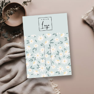 Cartão De Visita Bloco de Clipe do Logotipo Azul Aqua Azul-Daisy-Cu