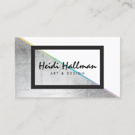 Cartão De Visita Bloco de Cores Holográfico de Faux Silver Trendy B