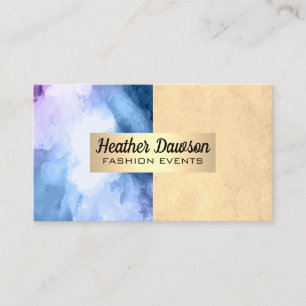 Cartão De Visita Bloco de cores   Watercolor   Metálico Dourado
