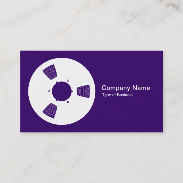 Cartão De Visita Bloco de Fitas - Branco em Profundo Roxo (Frente)