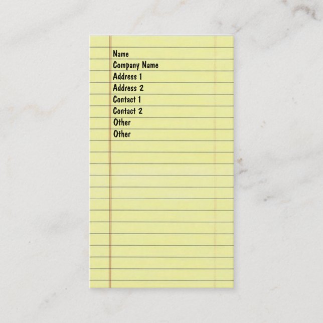 Cartão De Visita Bloco de notas legal (Frente)