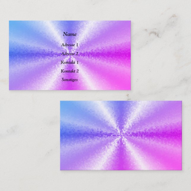 Cartão De Visita Blocos Azul-Arco-Íris Rosa em 3D Arco-Íris (Frente/Verso)