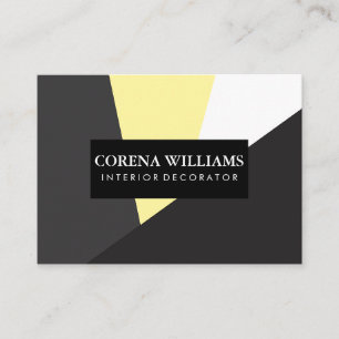 Cartão De Visita Blocos de Cor Geométricos Cinza Amarelo Branco Pre