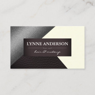 Cartão De Visita Blocos de Cores do Couro de Silver Faux Geométrico
