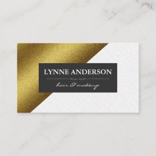 Cartão De Visita Blocos de cores Dourados de onda de couro geométri