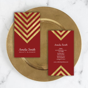 Cartão De Visita Blogueiro de beleza geométrica Dourada Faux Mídi