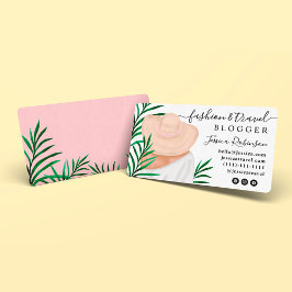 Cartão De Visita Blogueiro de ilustração da moda da palma tropical