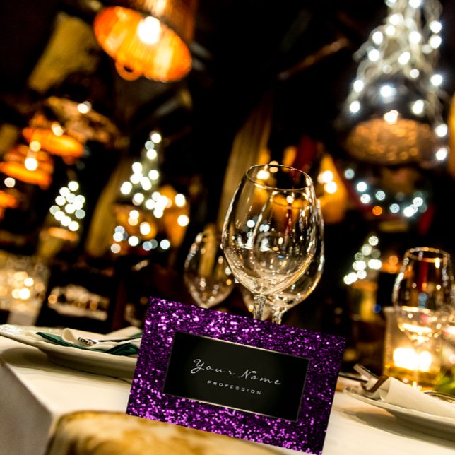Cartão De Visita Blogueiro de Moda Enquadra Frame Violet Purple Gli (Fashion Blogger Framed Frame Violet Purple Glitter Business Card)