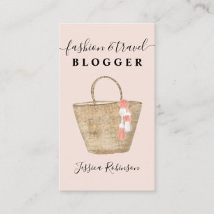 Cartão De Visita Blogueiro de moda legal e moderno de moda rosa