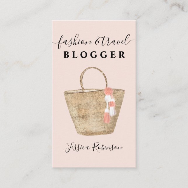 Cartão De Visita Blogueiro de moda legal e moderno de moda rosa (Frente)
