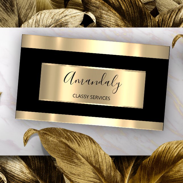 Cartão De Visita Blogueiro Dourado Elegante profissional (Professional Elegant Black Gold CONSULTING Blogger Business Card)