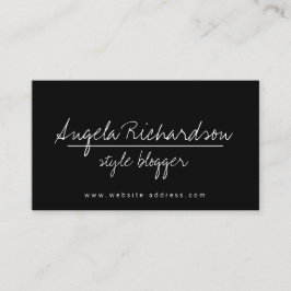 Cartão De Visita Blogueiro Único e Minimalista Preto