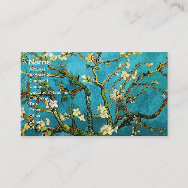 Cartão De Visita Blossoming Almond Tree Van Gogh Fine Art (Frente)
