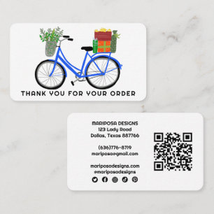 Cartão De Visita Blue Bike Oferece Pedido ao Cliente Obrigado Códig
