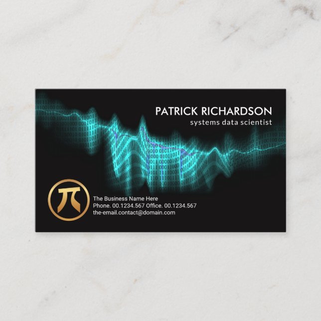 Cartão De Visita Blue Binary Codes Digital Wave Data Scientist (Frente)