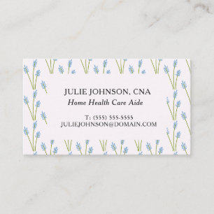 Cartão De Visita Blue Floral CNA Cuidados de Saúde Domiciliares