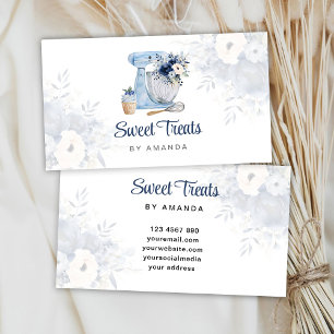 Cartão De Visita Blue Floral Mixer Business Card