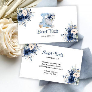 Cartão De Visita Blue Floral Mixer Business Card