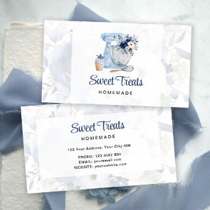 Cartão De Visita Blue Floral Mixer Business Card