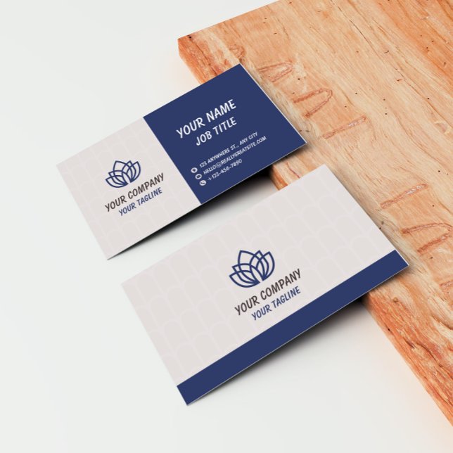 Cartão De Visita Blue Grey Minimalist Modern Company Logo (Criador carregado)