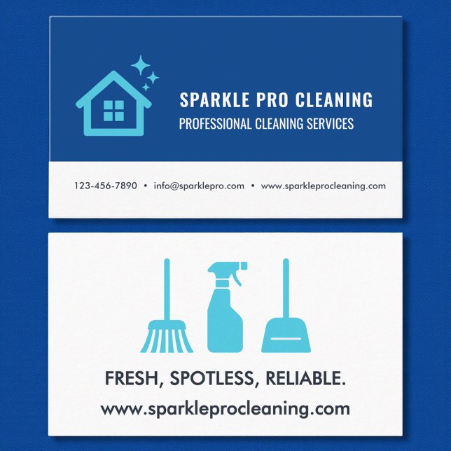 Cartão De Visita Blue House Clearing Services Logo Modern (Criador carregado)