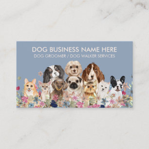 Cartão De Visita Blue Ivory Pet Grooming Dog Sitters Groomer
