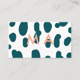 Cartão De Visita Blue polkadot orange pastel monogram man letter pa