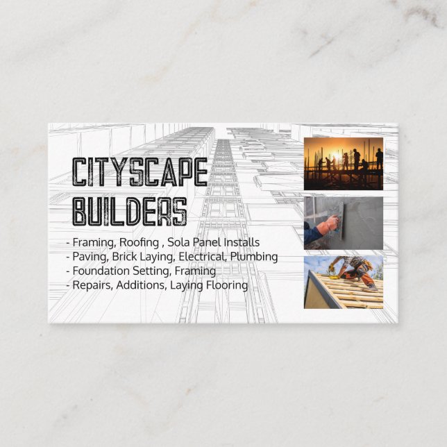 Cartão De Visita Blue Prints | Construction Contractors (Frente)