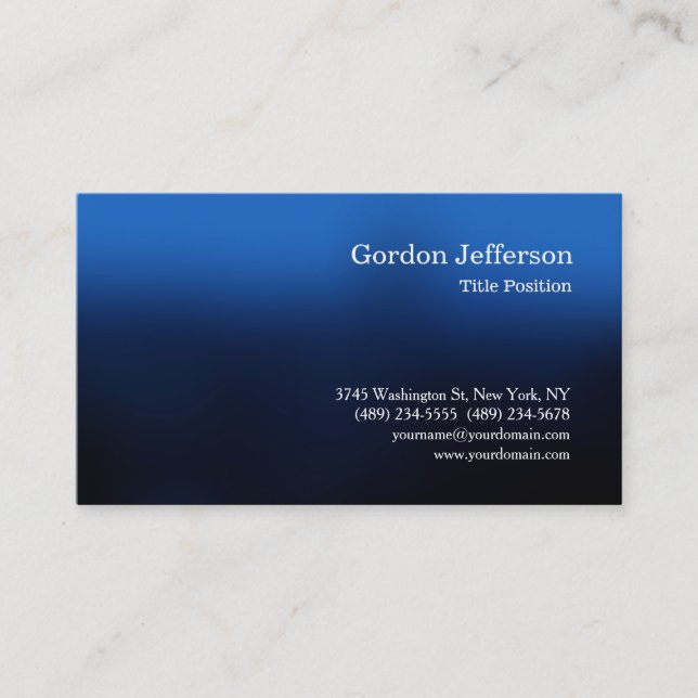 Cartão De Visita Blue Professional Simple Plain (Frente)