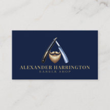 Blue Razor Golden Beard Logo Barbearia 
