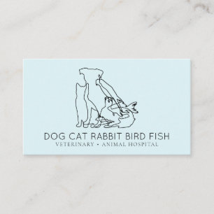 Cartão De Visita Blue Rescut Veterinary Dog cat fish bird bird